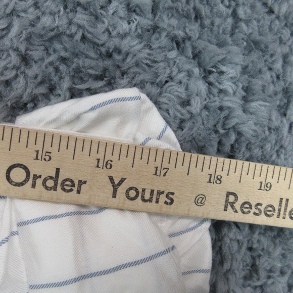 Market & Spruce Blouse Womens Medium White Blue Stripe Maisie Button Rayon NWT - Picture 6 of 13
